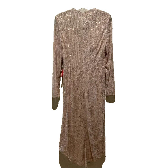 NWT Mac Duggal Sequin Knotted Long Sleeve Midi Dress‎ 26549 NUDE - Picture 5 of 7